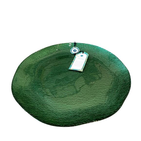 Artistic Accents Green Turkish Glass Charger Plate 13in Christmas Holiday New - Picture 10 of 11